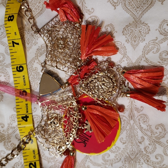 ๐HP๐ STQ gold-tone red & turquoise statement necklace - Picture 8 of 13